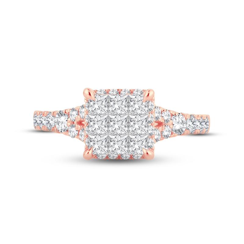 Main Image 3 of Diamond Engagement Ring 1-1/4 ct tw Princess & Round-cut 10K Rose Gold