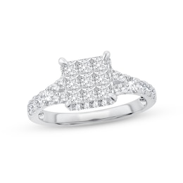 Adore Diamond Engagement Ring 1-1/4 ct tw Princess & Round-cut 10K White Gold