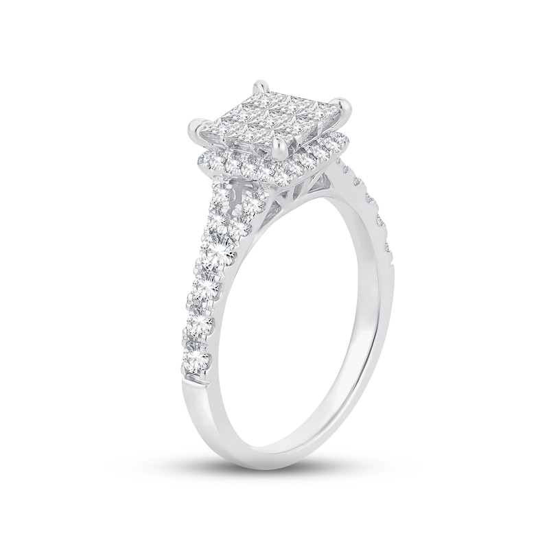 Main Image 2 of Diamond Engagement Ring 1-1/4 ct tw Princess & Round-cut 10K White Gold