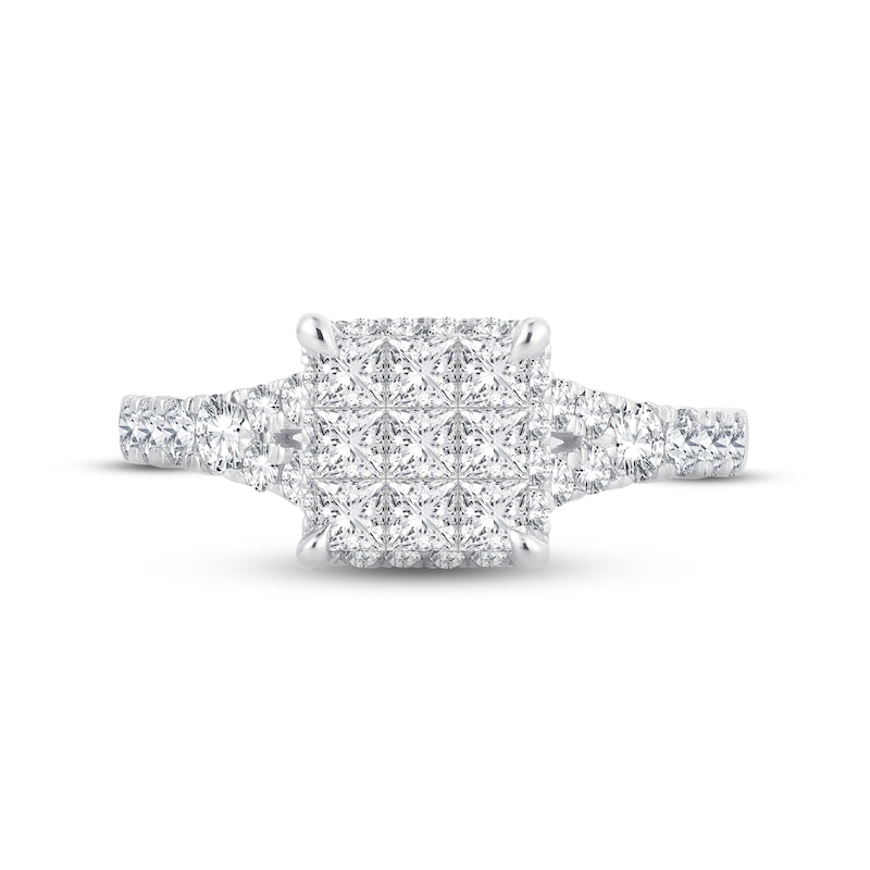 Main Image 3 of Diamond Engagement Ring 1-1/4 ct tw Princess & Round-cut 10K White Gold