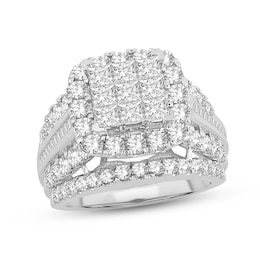 Diamond Engagement Ring 4 ct tw Princess, Round & Baguette-cut 10K White Gold