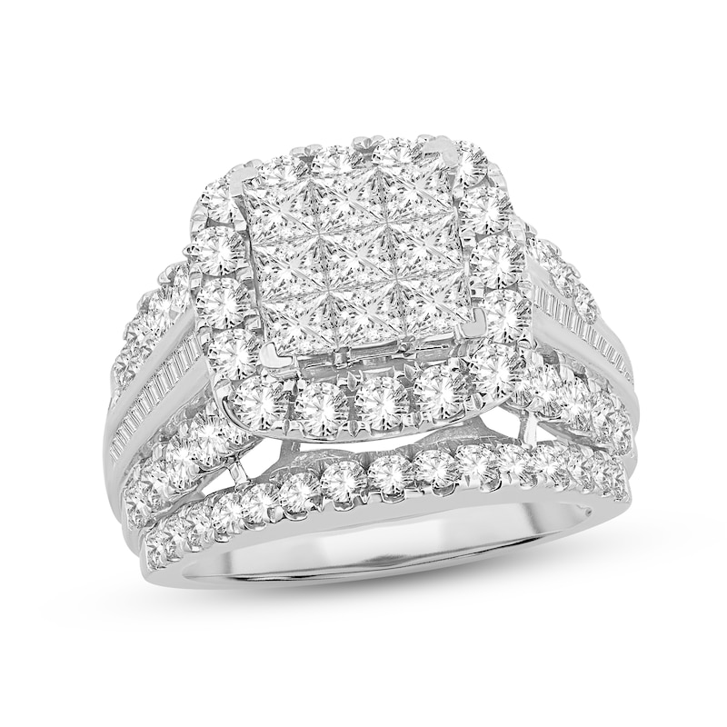 Main Image 1 of Diamond Engagement Ring 4 ct tw Princess, Round & Baguette-cut 10K White Gold