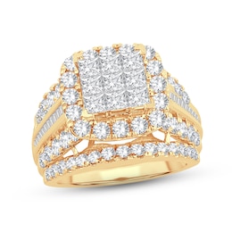 Diamond Engagement Ring 4 ct tw Princess, Round & Baguette-cut 10K Yellow Gold