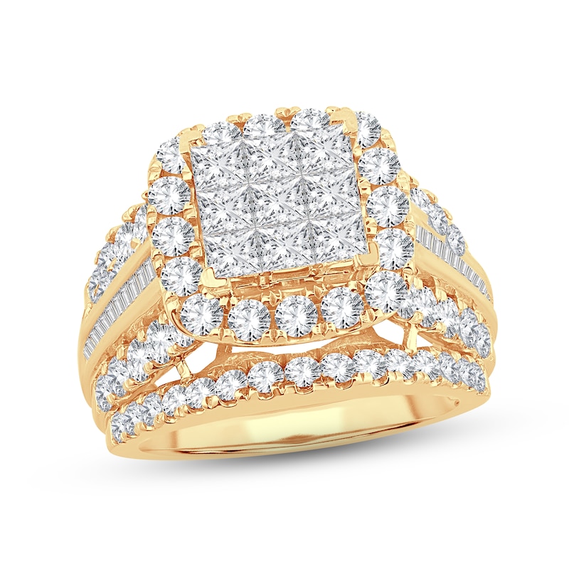 Main Image 1 of Diamond Engagement Ring 4 ct tw Princess, Round & Baguette-cut 10K Yellow Gold