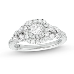 Monique Lhuillier Bliss Diamond Engagement Ring 1-1/6 ct tw Princess, Marquise & Round-cut 18K White Gold