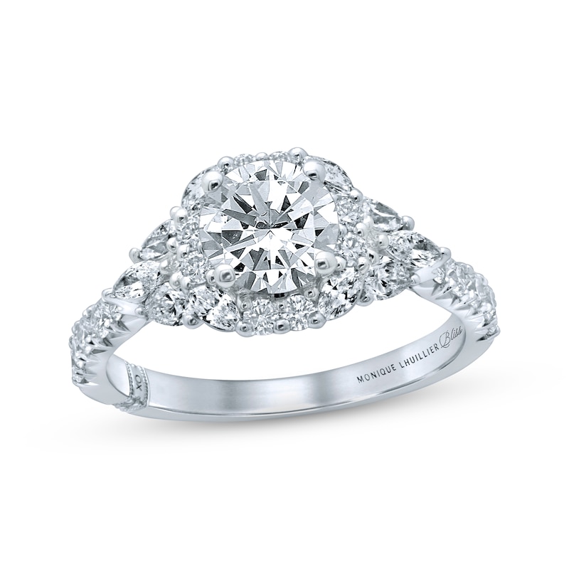 Main Image 1 of Monique Lhuillier Bliss Diamond Engagement Ring 1-7/8 ct tw Round, Marquise & Pear-Shaped 18K White Gold