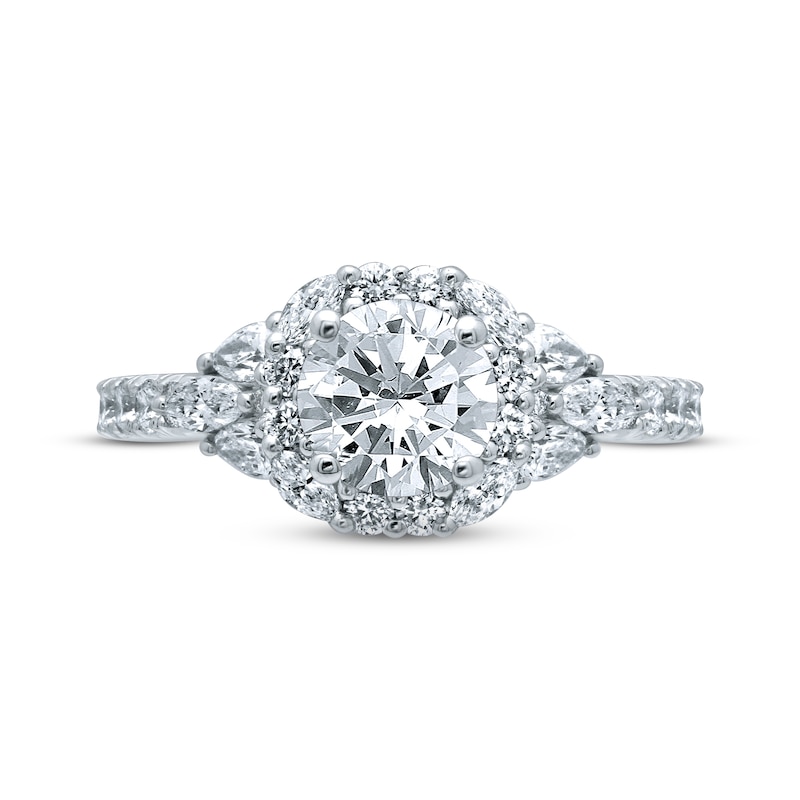 Main Image 4 of Monique Lhuillier Bliss Diamond Engagement Ring 1-7/8 ct tw Round, Marquise & Pear-Shaped 18K White Gold