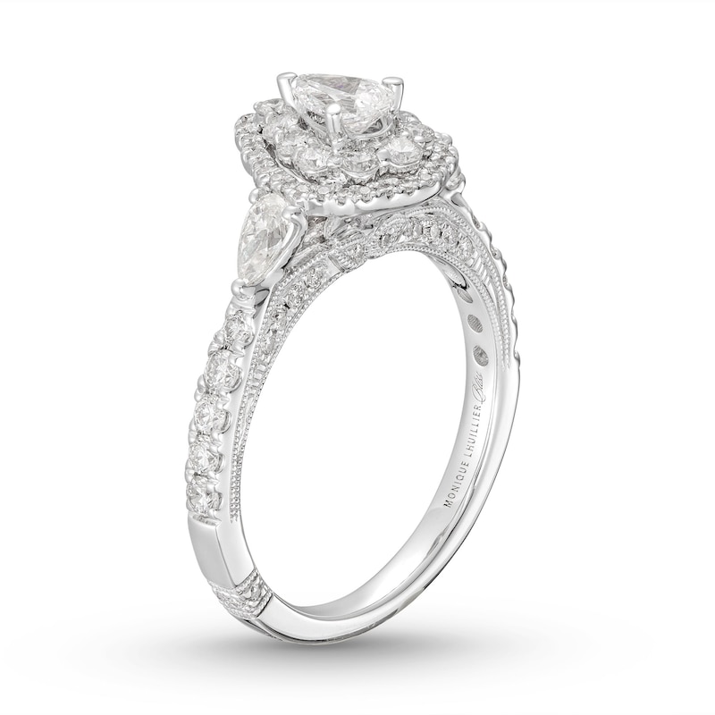 Main Image 2 of Monique Lhuillier Bliss Diamond Engagement Ring 1-1/4 ct tw Pear & Round-cut 18K White Gold