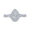 Thumbnail Image 4 of Monique Lhuillier Bliss Diamond Engagement Ring 1-1/4 ct tw Pear & Round-cut 18K White Gold