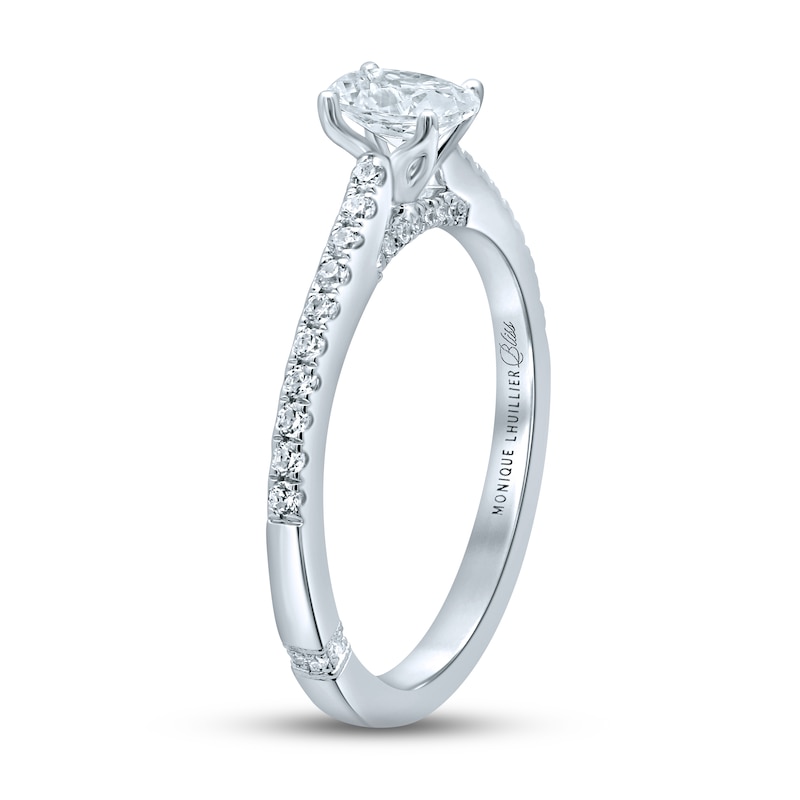 Main Image 3 of Monique Lhuillier Bliss Diamond Engagement Ring 5/8 ct tw Oval & Round-Cut 18K White Gold