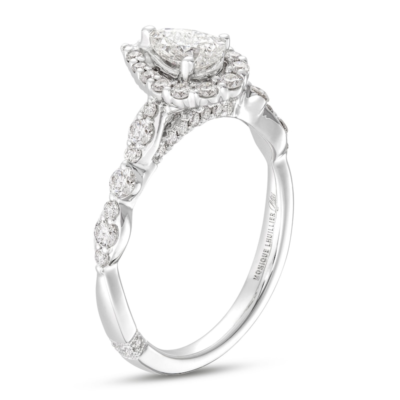 Main Image 2 of Monique Lhuillier Bliss Diamond Engagement Ring 7/8 ct tw Pear & Round-cut 18K White Gold