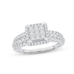 Diamond Engagement Ring 1 ct tw Princess, Round-Cut 10K White Gold