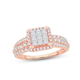 Diamond Engagement Ring 1 ct tw Princess, Round-Cut 10K Rose Gold