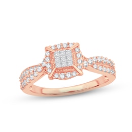 Adore Diamond Engagement Ring 1/2 ct tw Princess, Round-Cut 10K Rose Gold