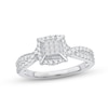 Thumbnail Image 1 of Diamond Engagement Ring 1/2 ct tw Princess, Round-Cut 10K White Gold