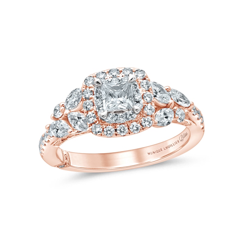 Main Image 1 of Monique Lhuilllier Bliss Diamond Engagement Ring 1-1/6 ct tw Princess, Marquise & Round-cut 18K Two-Tone Gold