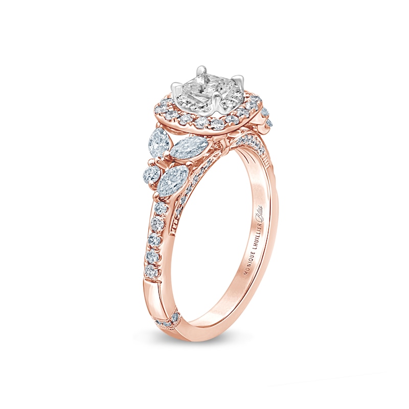 Main Image 2 of Monique Lhuilllier Bliss Diamond Engagement Ring 1-1/6 ct tw Princess, Marquise & Round-cut 18K Two-Tone Gold