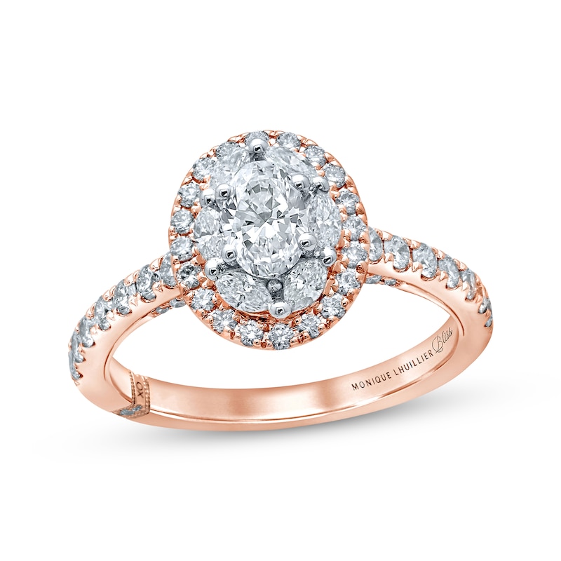 Main Image 1 of Monique Lhuillier Bliss Diamond Engagement Ring 1-1/4 ct tw Oval, Marquise & Round-cut 18K Two-Tone Gold