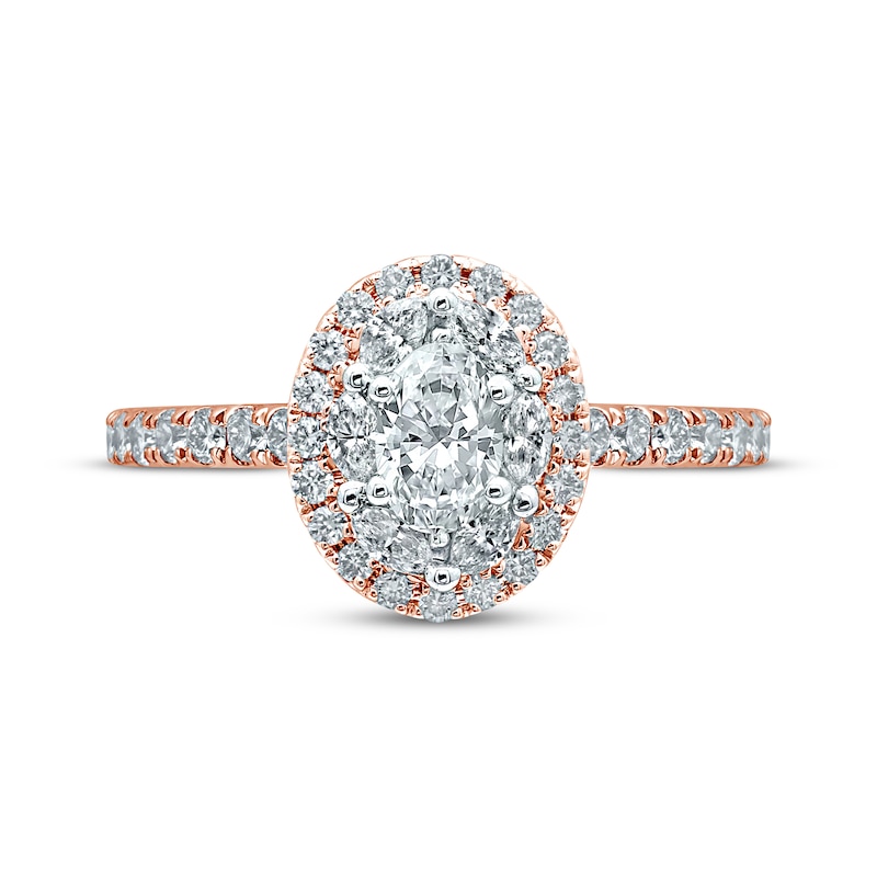 Main Image 4 of Monique Lhuillier Bliss Diamond Engagement Ring 1-1/4 ct tw Oval, Marquise & Round-cut 18K Two-Tone Gold