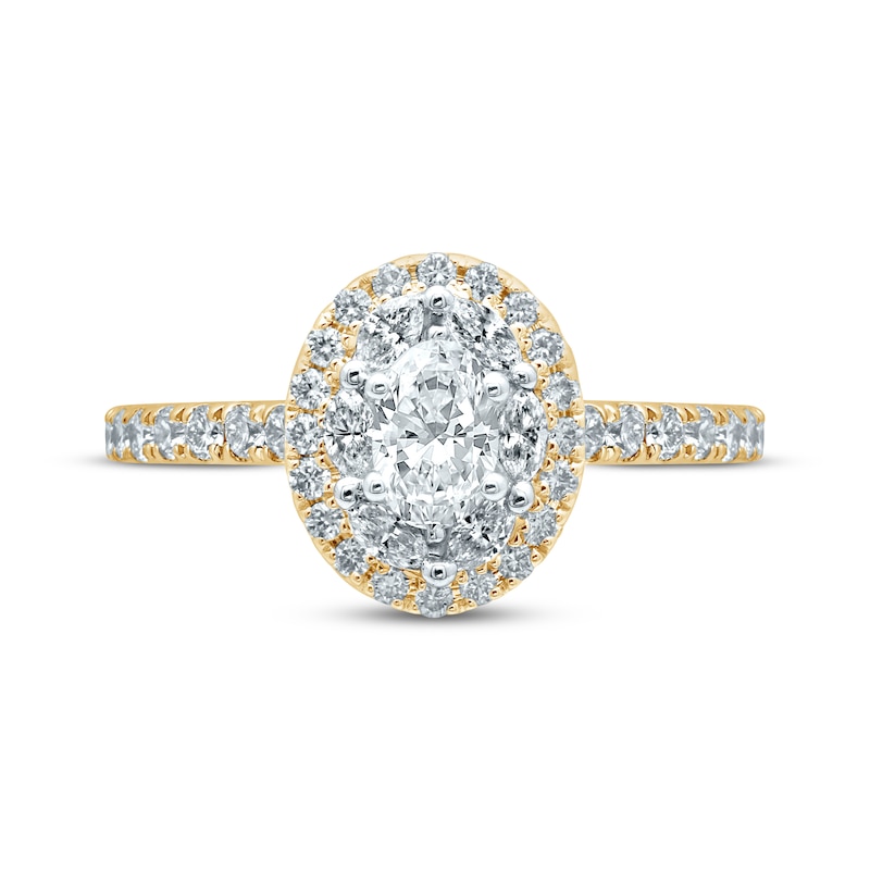 Main Image 4 of Monique Lhuillier Bliss Diamond Engagement Ring 1-1/4 ct tw Oval, Marquise & Round-cut 18K Two-Tone Gold