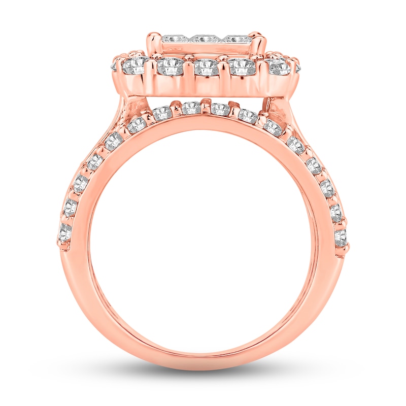 Main Image 3 of Diamond Engagement Ring 3 ct tw Princess & Round-cut 10K Rose Gold