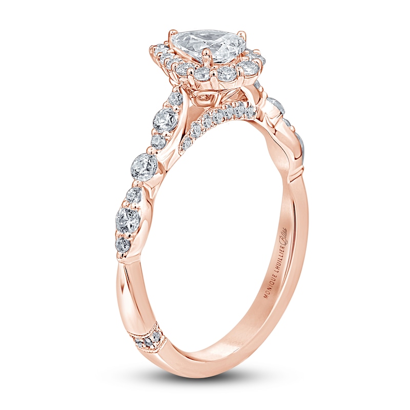 Monique Lhuillier Bliss Diamond Engagement Ring 7/8 ct tw Pear & Round-cut 18K Rose Gold