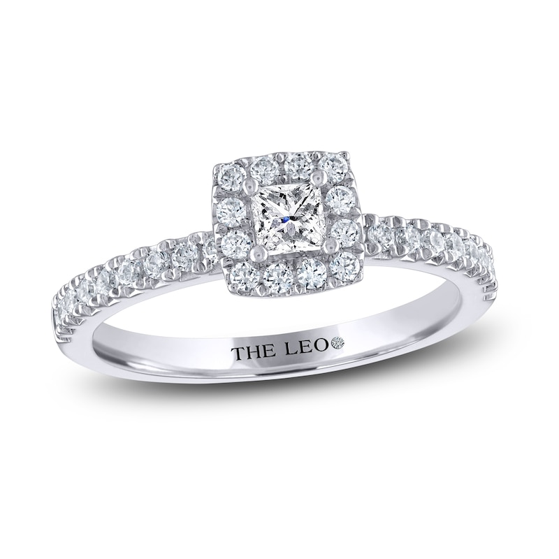 Main Image 1 of THE LEO Diamond Engagement Ring 1/2 ct tw Princess & Round-cut 14K White Gold