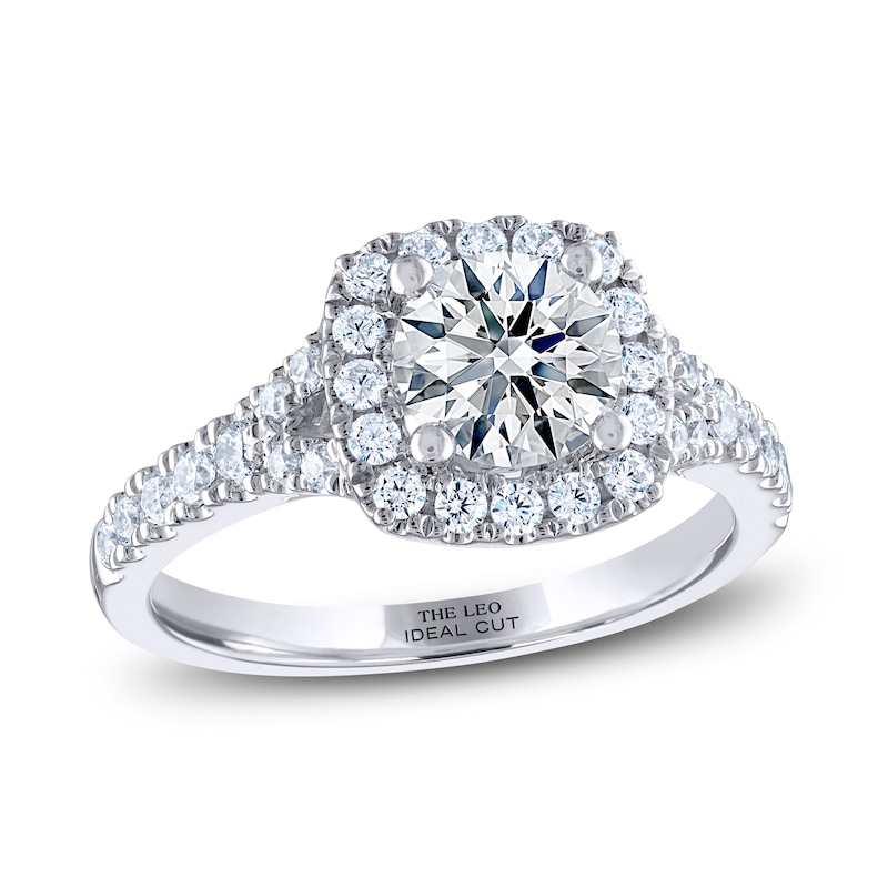 Main Image 1 of THE LEO Ideal Cut Diamond Engagement Ring 1-3/8 ct tw Round-cut 14K White Gold