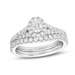 THE LEO First Light Diamond Oval-Cut Bridal Set 1 ct tw 14K White Gold