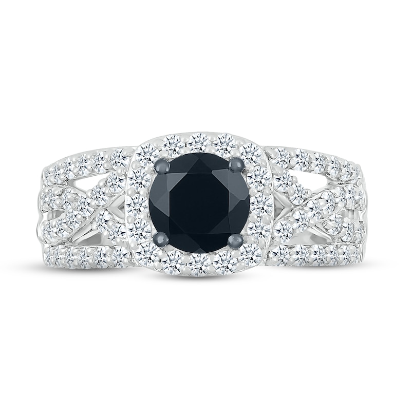 Main Image 2 of Black & White Diamond Engagement 1-3/8 ct tw Round-cut 10K White Gold