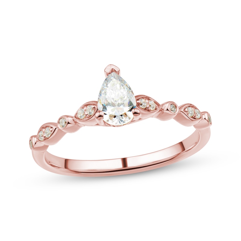 Main Image 1 of Diamond Engagement Ring 1/2 ct tw Pear & Round-cut 14K Rose Gold