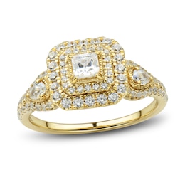 Diamond Engagement Ring 1 ct tw Princess, Pear & Round-cut 14K Yellow Gold