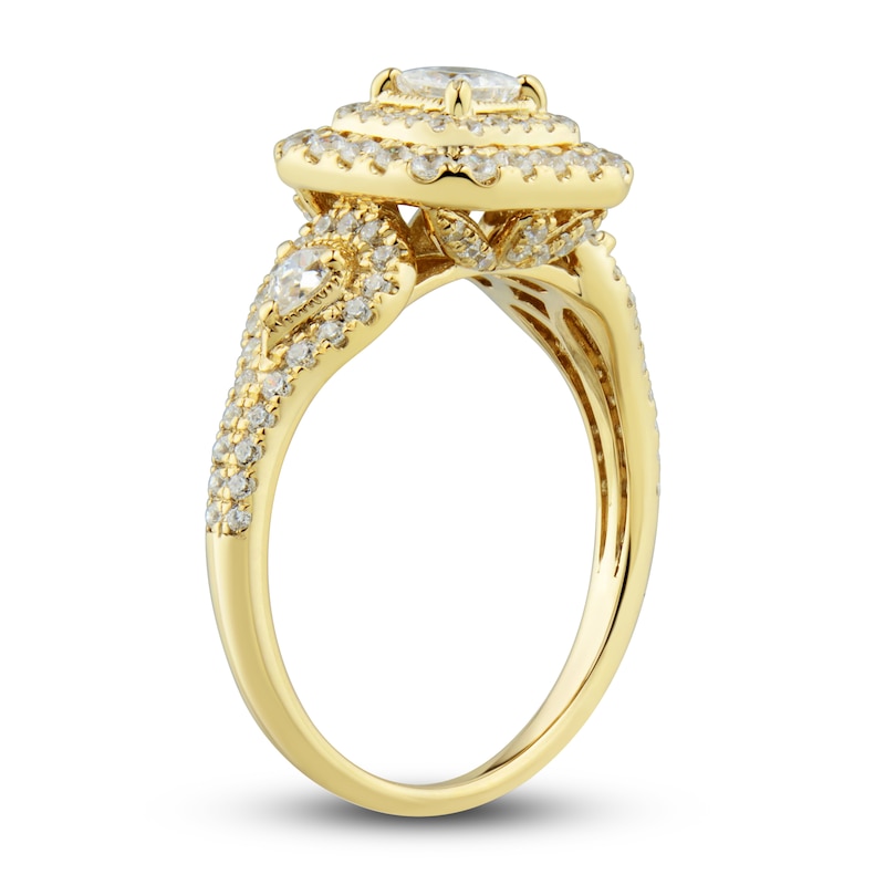 Main Image 2 of Diamond Engagement Ring 1 ct tw Princess, Pear & Round-cut 14K Yellow Gold