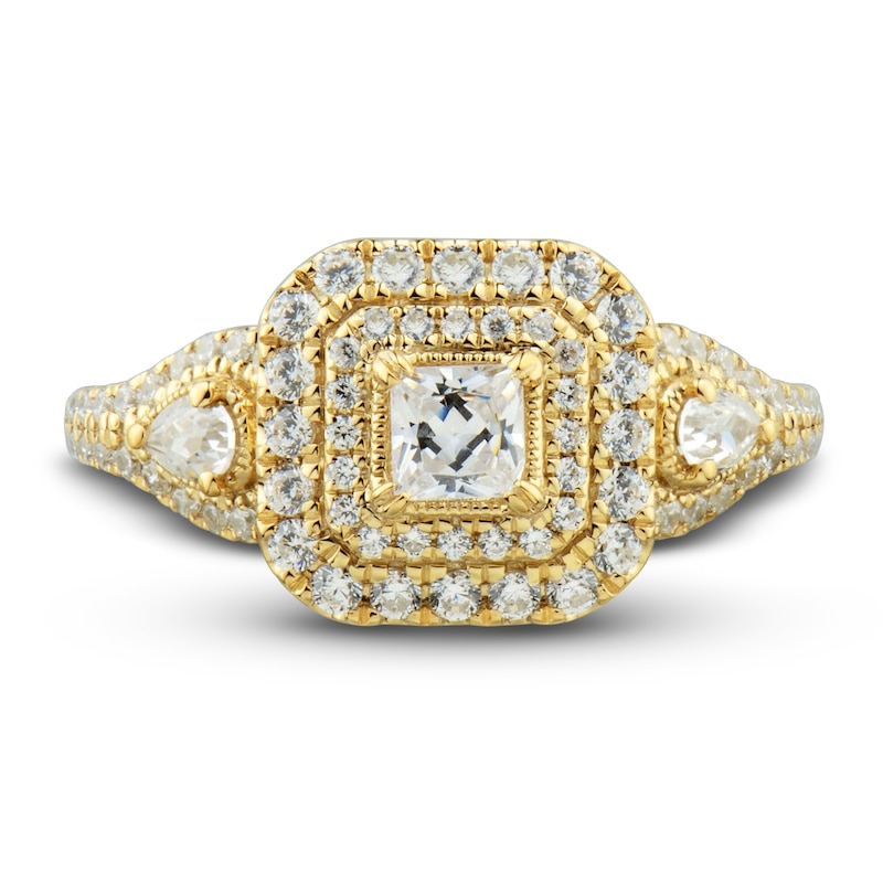 Main Image 3 of Diamond Engagement Ring 1 ct tw Princess, Pear & Round-cut 14K Yellow Gold