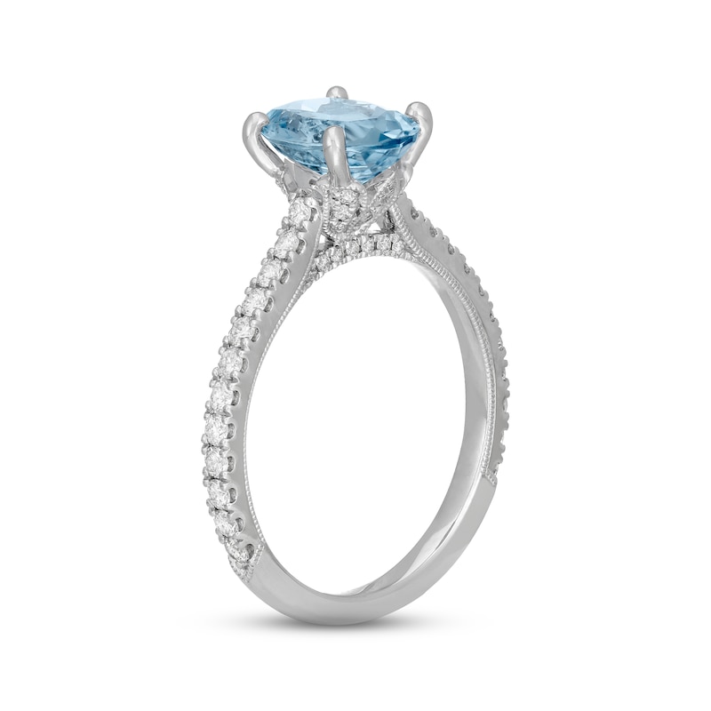 Neil Lane Aquamarine Engagement Ring 1/2 ct tw Diamonds 14K White Gold