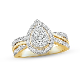 Multi-Diamond Engagement Ring 3/4 ct tw Round-cut 14K Yellow Gold