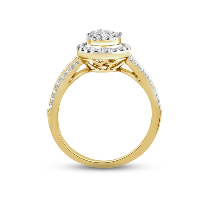 Main Image 3 of Multi-Diamond Engagement Ring 3/4 ct tw Round-cut 14K Yellow Gold