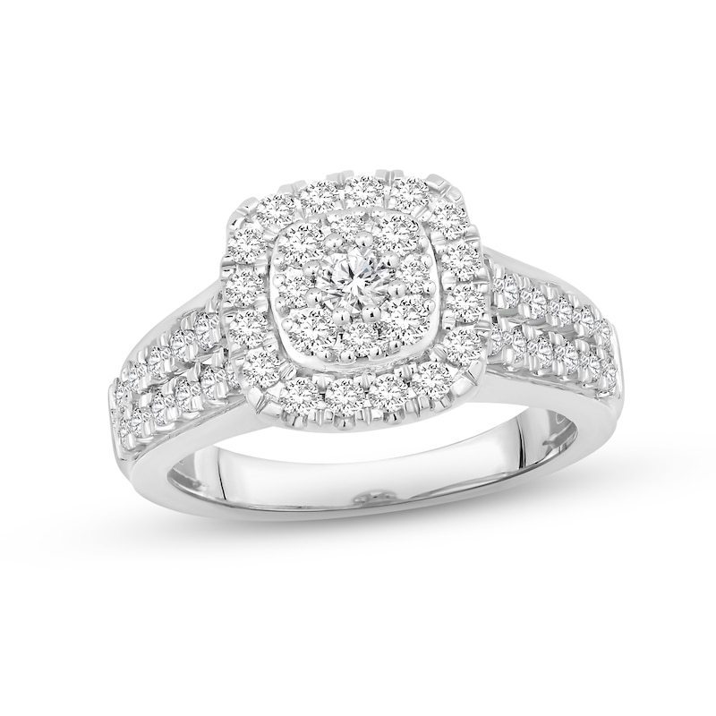 Main Image 1 of Multi-Diamond Engagement Ring 1 ct tw Round-cut 14K White Gold