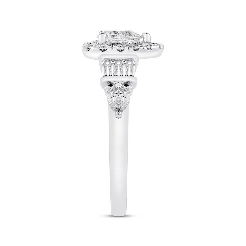 Main Image 2 of Diamond Engagement Ring 1-1/4 ct tw Pear, Round & Baguette-cut 14K White Gold