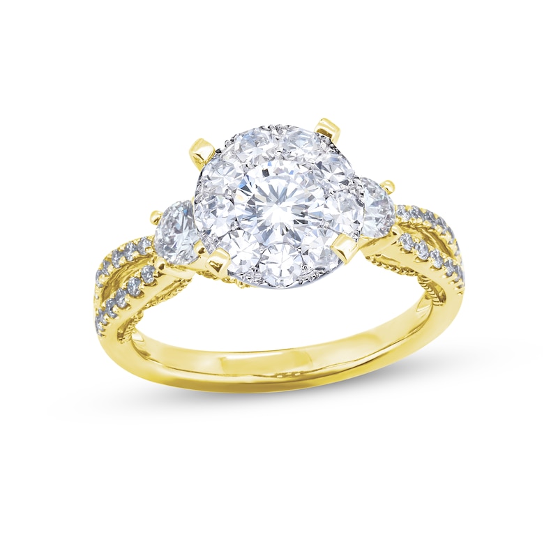 Main Image 1 of Multi-Diamond Center Engagement Ring 1-1/8 ct tw Round-cut 14K Yellow Gold