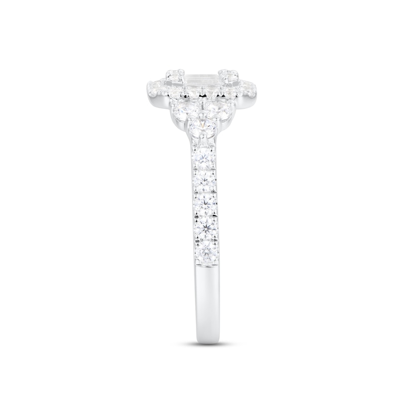 Main Image 2 of Multi-Diamond Center Engagement Ring 1 ct tw Baguette & Round-cut 14K White Gold