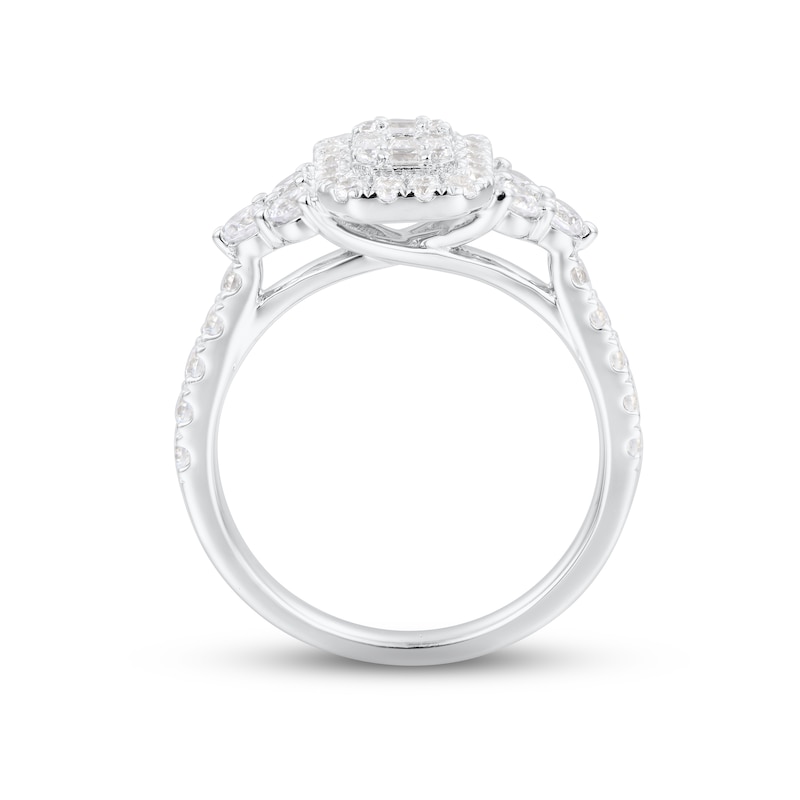 Main Image 3 of Multi-Diamond Center Engagement Ring 1 ct tw Baguette & Round-cut 14K White Gold