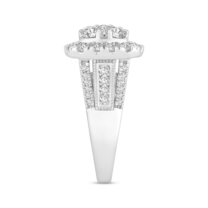 Multi-Diamond Center Engagement Ring 2 ct tw Round-cut 14K White Gold