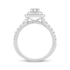 Thumbnail Image 3 of Round-Cut Diamond Double Halo Cushion Engagement Ring 1 ct tw 18K White Gold