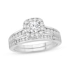 Thumbnail Image 1 of Round-Cut Diamond Cushion Halo Bridal Set 1 ct tw 18K White Gold