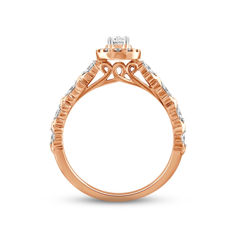 XO from KAY Diamond Halo Engagement Ring 5/8 ct tw Oval & Round-cut 14K Rose Gold