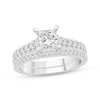 Thumbnail Image 1 of Certified Princess-Cut Ideal Diamond Bridal Set 1-1/6 ct tw 14K White Gold