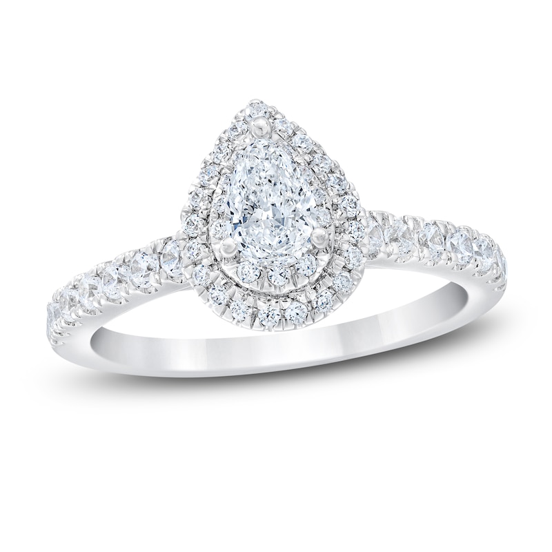Royal Asscher Diamond Engagement Ring 1 ct tw Pear-shaped & Round-cut ...