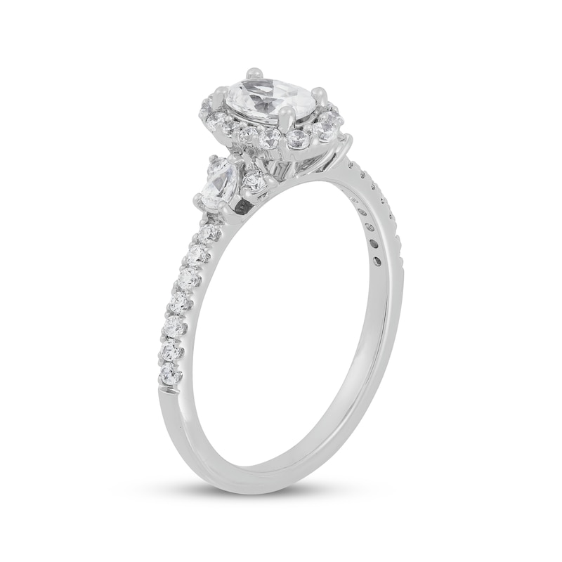 Main Image 2 of Multi-Shape Oval, Round & Pear Shaped Diamond Halo Engagement Ring 1 ct tw 14K White Gold