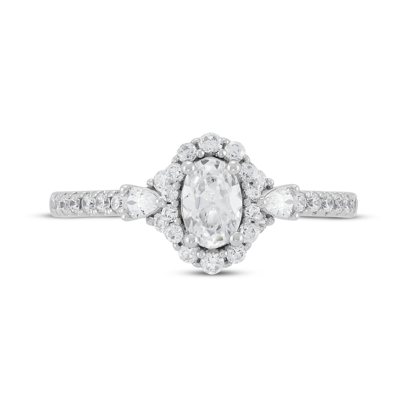 Main Image 3 of Multi-Shape Oval, Round & Pear Shaped Diamond Halo Engagement Ring 1 ct tw 14K White Gold